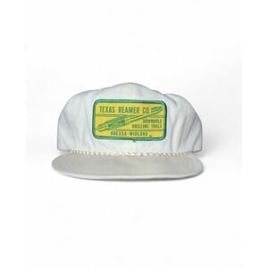 Vintage White Texas Reamer Co. Leather Back Hat Western Style Cap